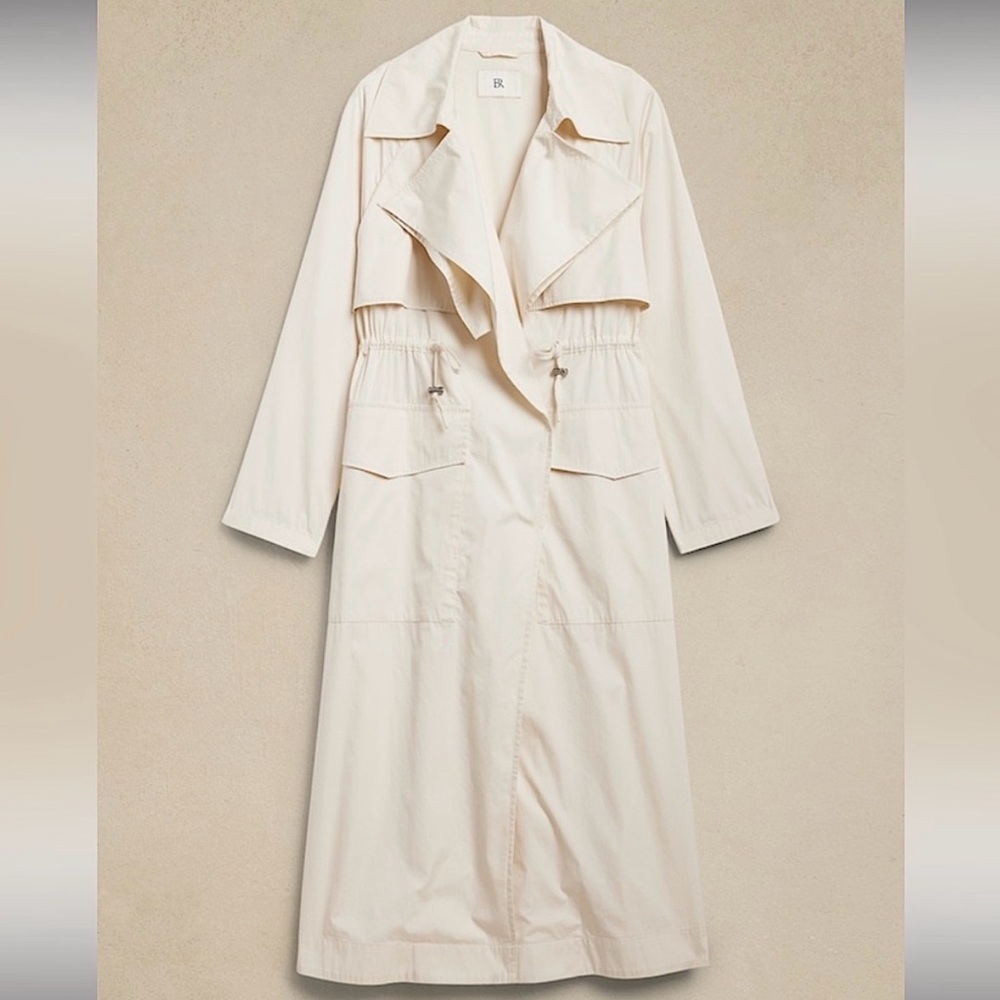 Banana Republic Poplin Trench Coat in Ivory Size XS - Picture 4 of 7